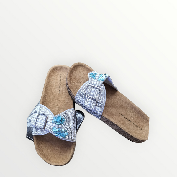 EMANUELA BIFFOLI -  SS24 Ciabatta Stringhe Turchesi