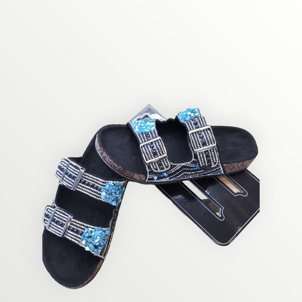 EMANUELA BIFFOLI -  SS24 Ciabatta Stringhe Turchesi