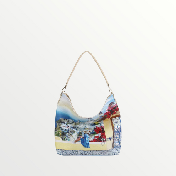 YNOT MILANO Borsa Sacca Yes Bag Stampa Città Greek Summer