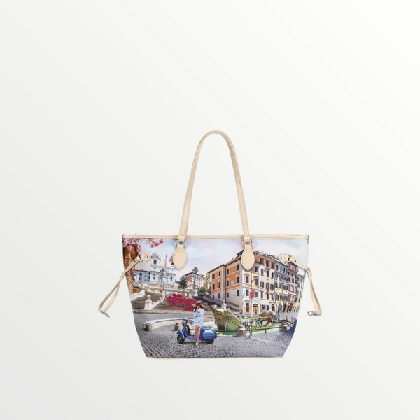YNOT MILANO Borsa Shopping Yes Bag Stampa Città Vacanza Romana