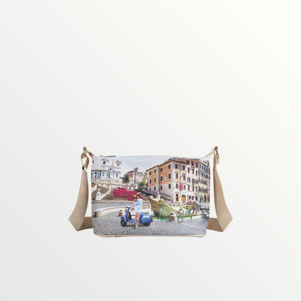 YNOT MILANO Borsa Hobo donna chiusura a zip Stampa Città Vacanza Romana